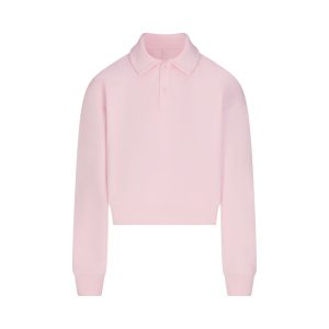 COTTON FLEECE POLO SWEATSHIRT | CHERRY BLOSSOM