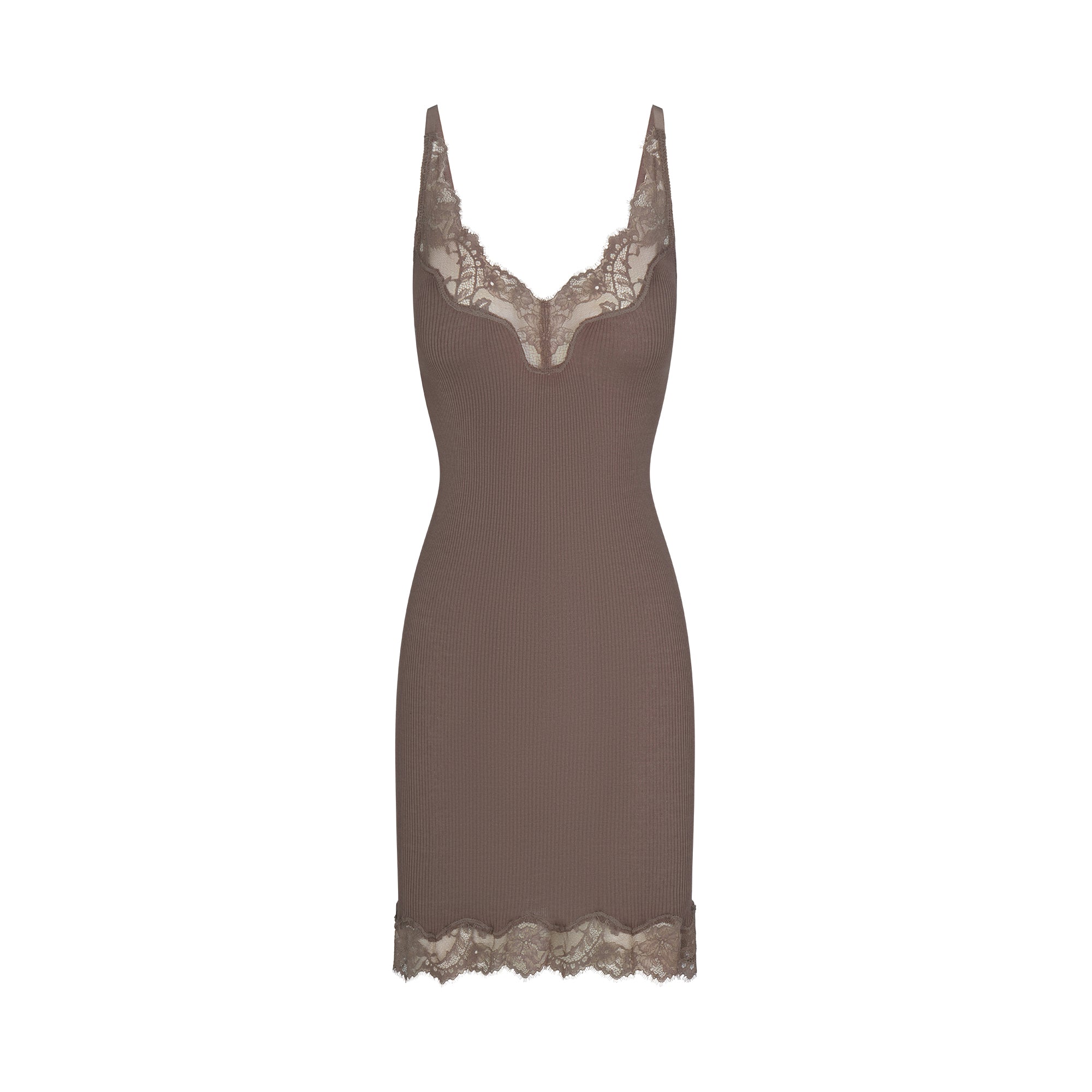 RIB KNIT LACE MINI DRESS | AMETHYST