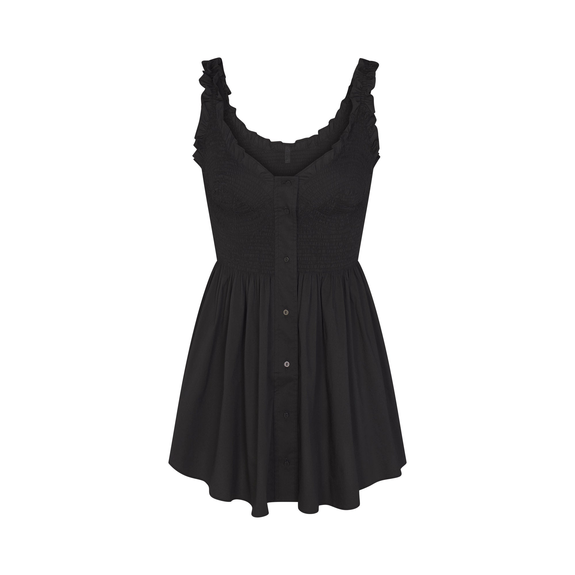 POPLIN APPAREL MINI SMOCKED DRESS | ONYX