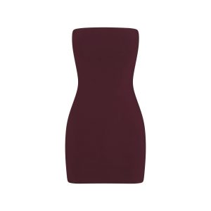 COTTON JERSEY MINI TUBE DRESS | CURRANT