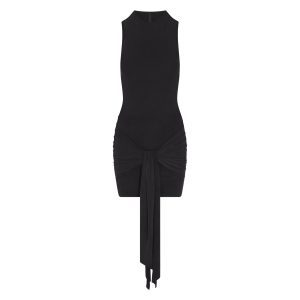 CUPRO JERSEY WRAP MINI DRESS | OBSIDIAN