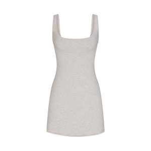 COTTON JERSEY MINI DRESS | LIGHT HEATHER GREY