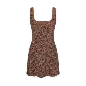 COTTON JERSEY MINI DRESS | SIENNA NATURAL LEOPARD