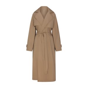 WOVEN COTTON OVERSIZED TRENCH COAT | DESERT