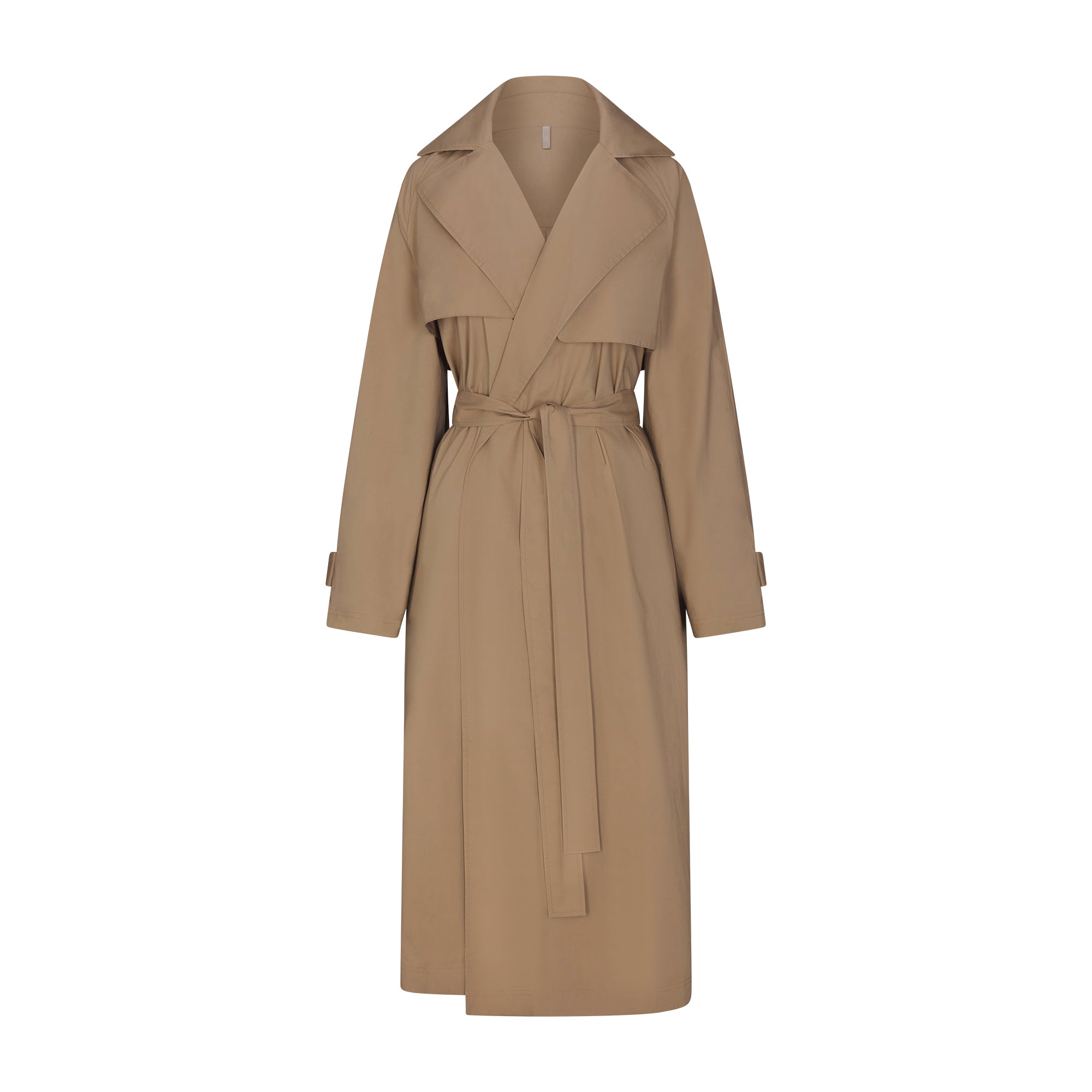 WOVEN COTTON OVERSIZED TRENCH COAT | DESERT