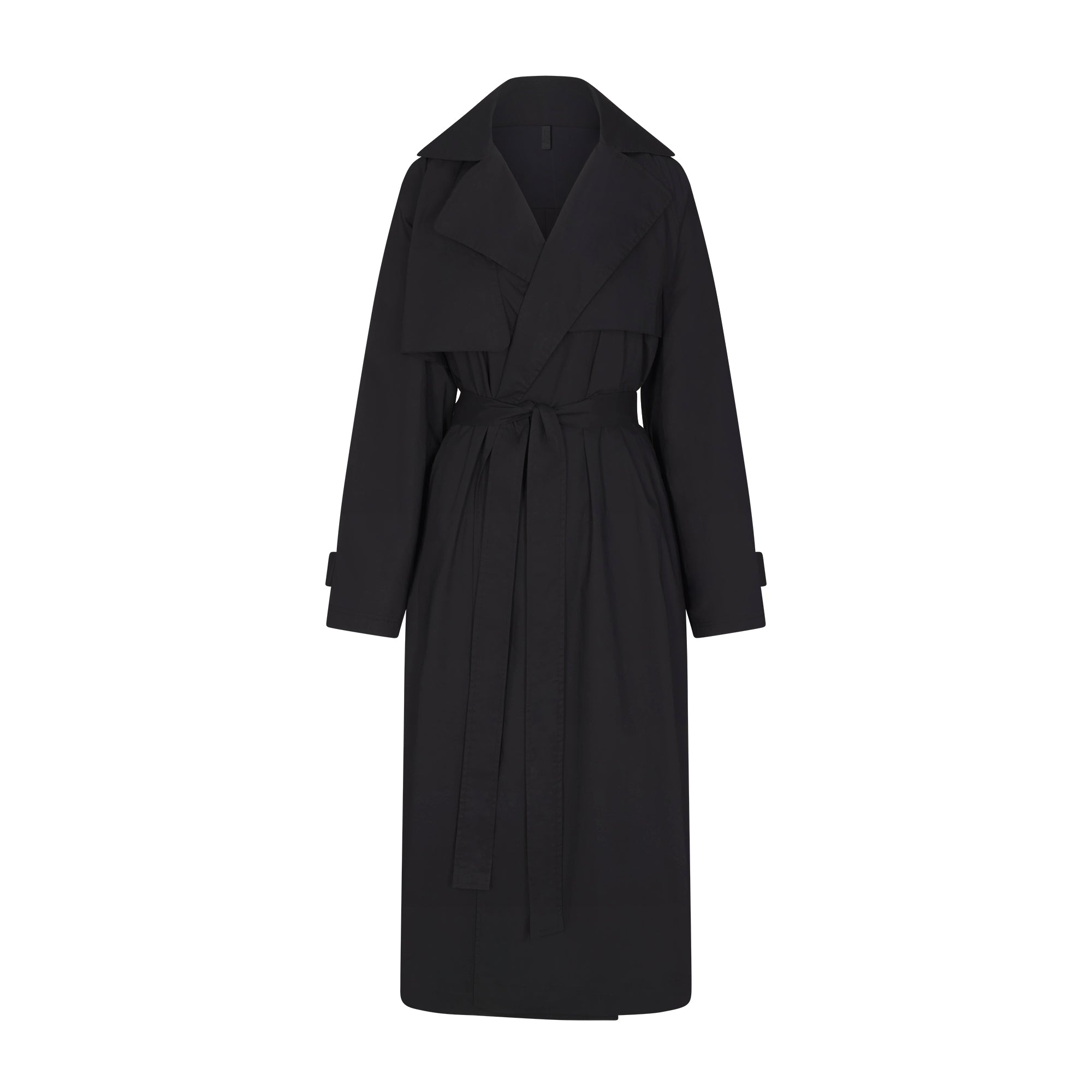 WOVEN COTTON OVERSIZED TRENCH COAT | ONYX