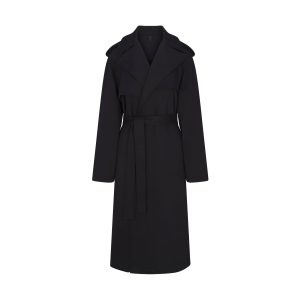 BOYFRIEND FLEECE OVERSIZED TRENCH COAT | ONYX