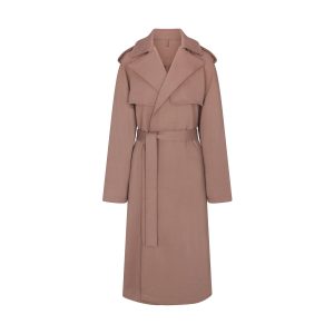 BOYFRIEND FLEECE OVERSIZED TRENCH COAT | UMBER