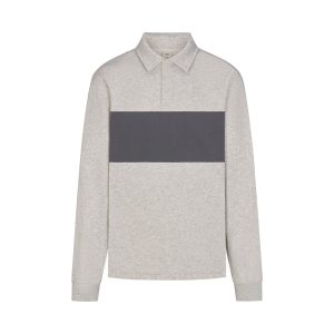 FLEECE LOUNGE MENS RUGBY POLO | LIGHT HEATHER GREY