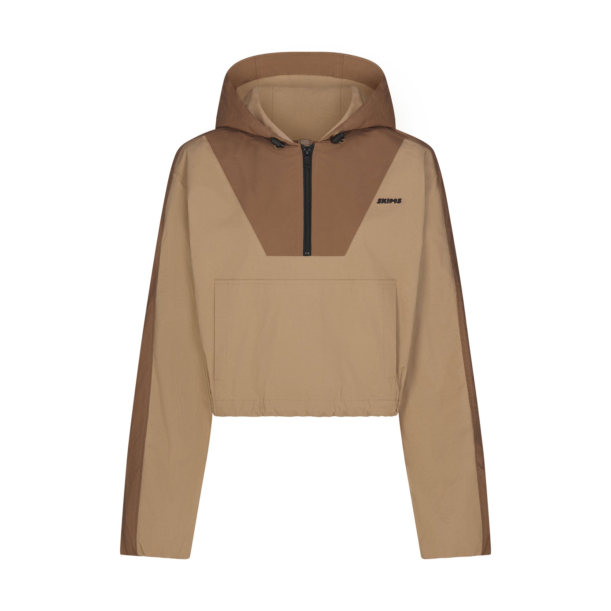 WOVEN COTTON HALF ZIP PULLOVER | DESERT