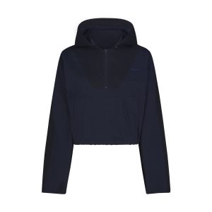 WOVEN COTTON HALF ZIP PULLOVER | NAVY