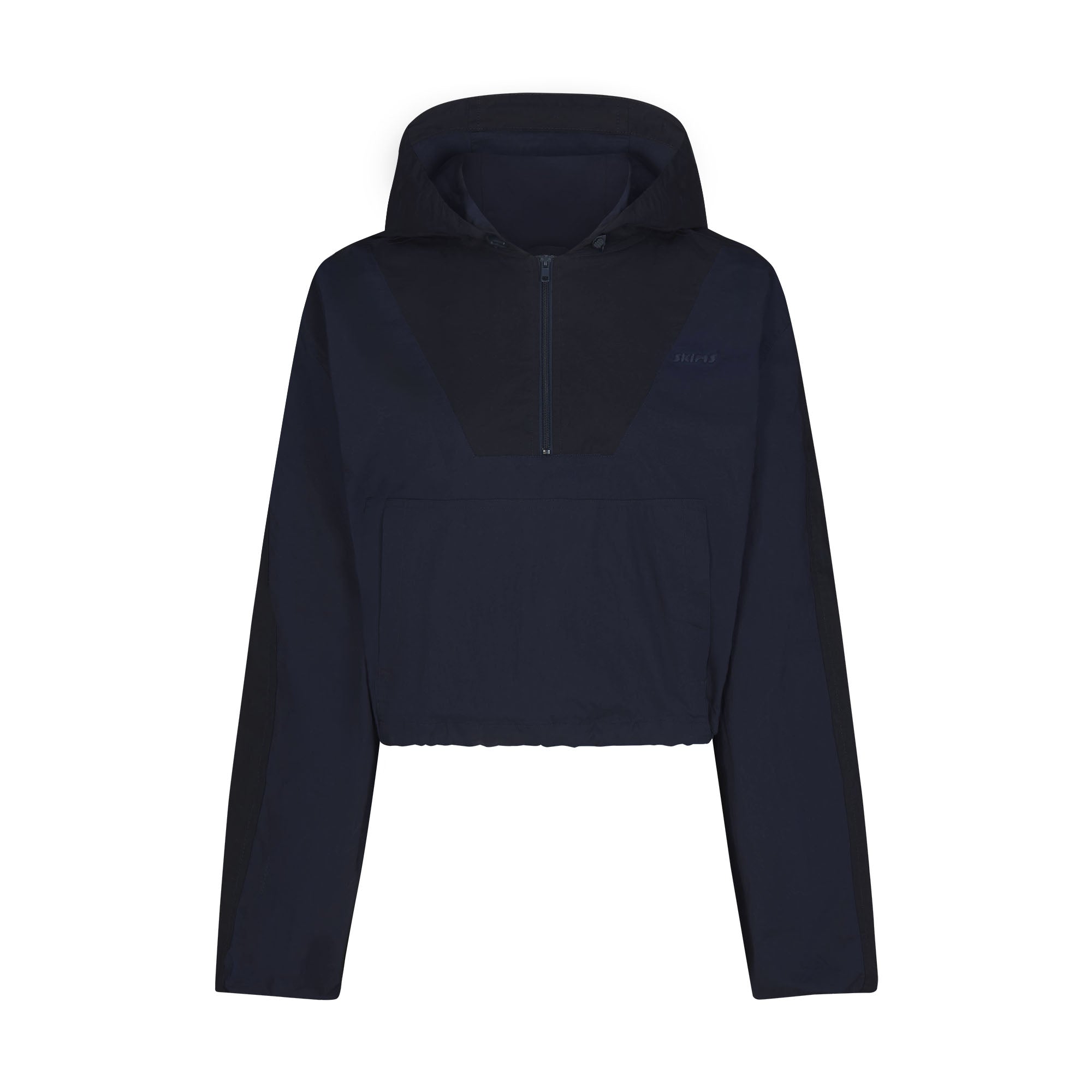 WOVEN COTTON HALF ZIP PULLOVER | NAVY