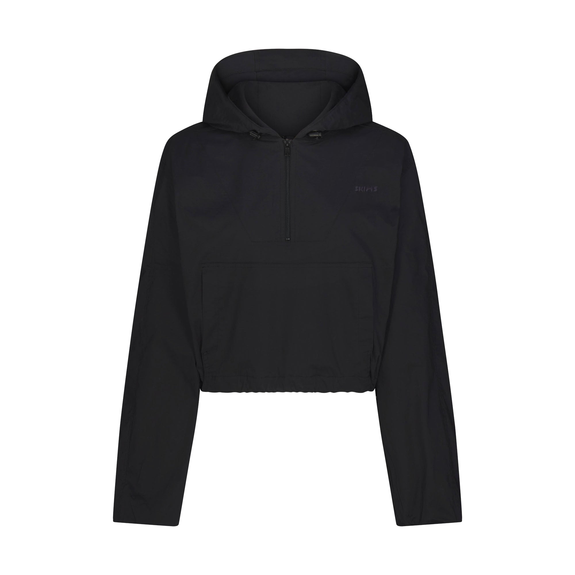 WOVEN COTTON HALF ZIP PULLOVER | ONYX
