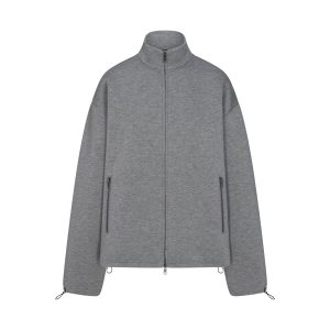 NEOPRENE OUTERWEAR OVERSIZED MOCK NECK JACKET | DARK HEATHER GREY
