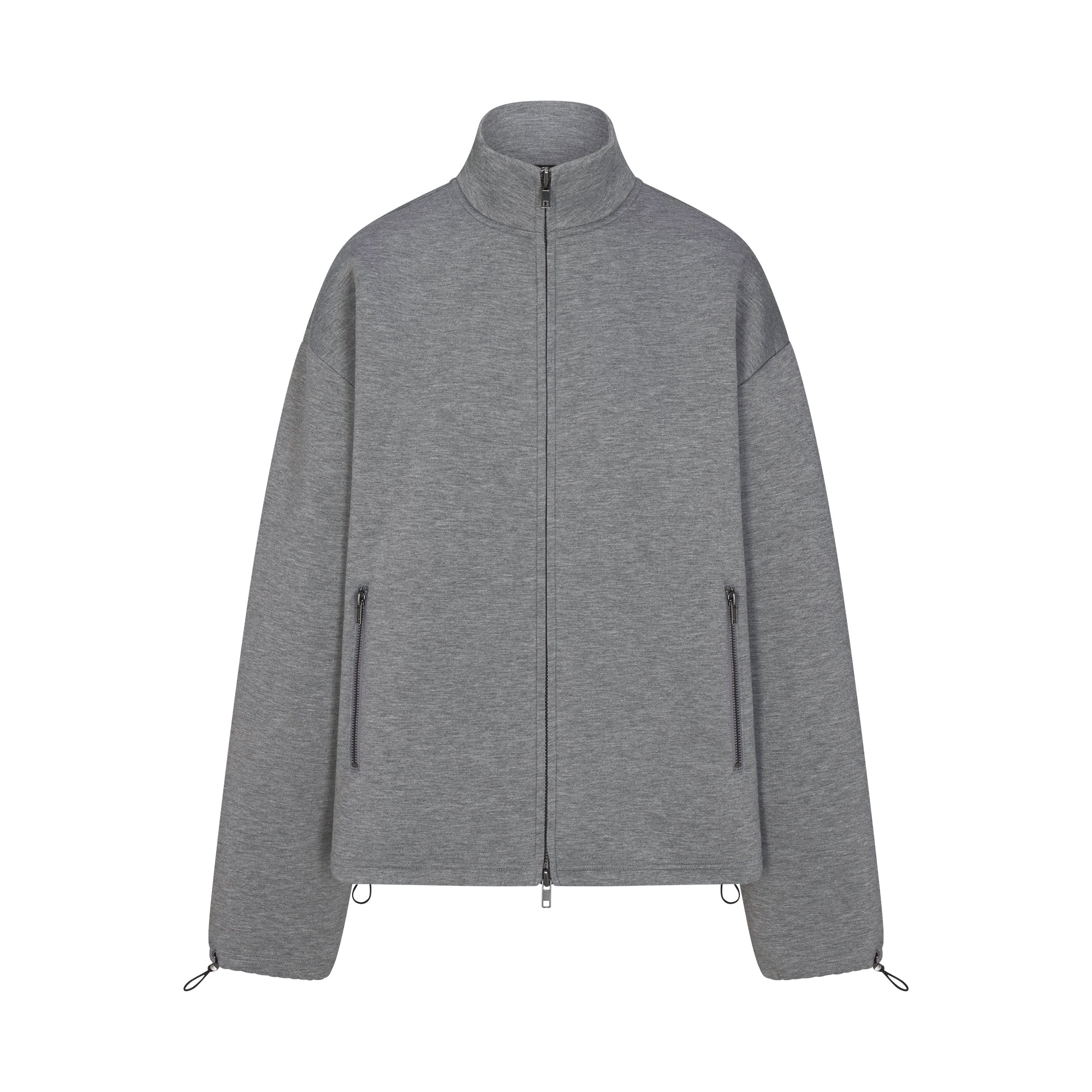 NEOPRENE OUTERWEAR OVERSIZED MOCK NECK JACKET | DARK HEATHER GREY