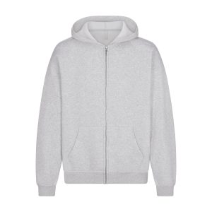 FLEECE LOUNGE MENS RELAXED ZIP UP HOODIE | LIGHT HEATHER GREY