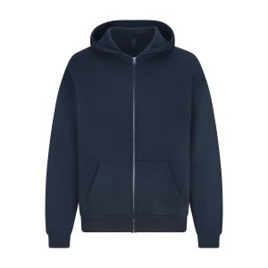 FLEECE LOUNGE MENS RELAXED ZIP UP HOODIE | NAVY
