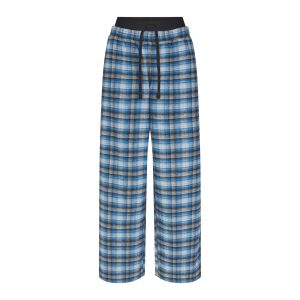 OUTDOOR FLANNEL OVERSIZED DOUBLE WAISTBAND PANT | AZURE PLAID