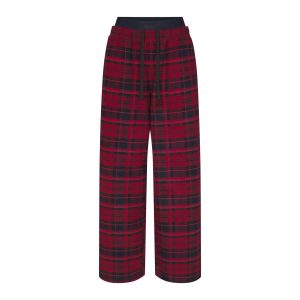 OUTDOOR FLANNEL OVERSIZED DOUBLE WAISTBAND PANT | MERLOT CABIN PLAID
