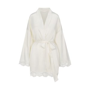 WOVEN SHINE LACE ROBE | IVORY