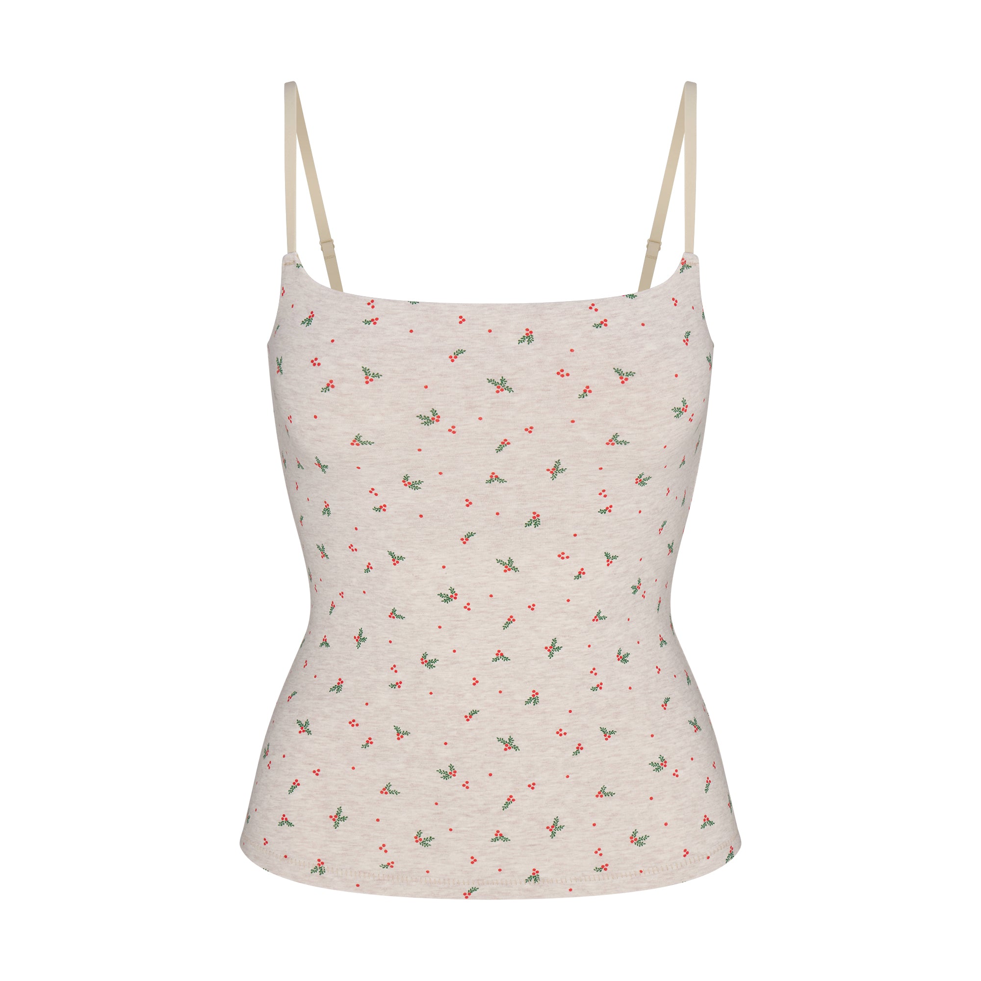 COTTON JERSEY CAMI | OATMEAL HEATHER HOLLY PRINT