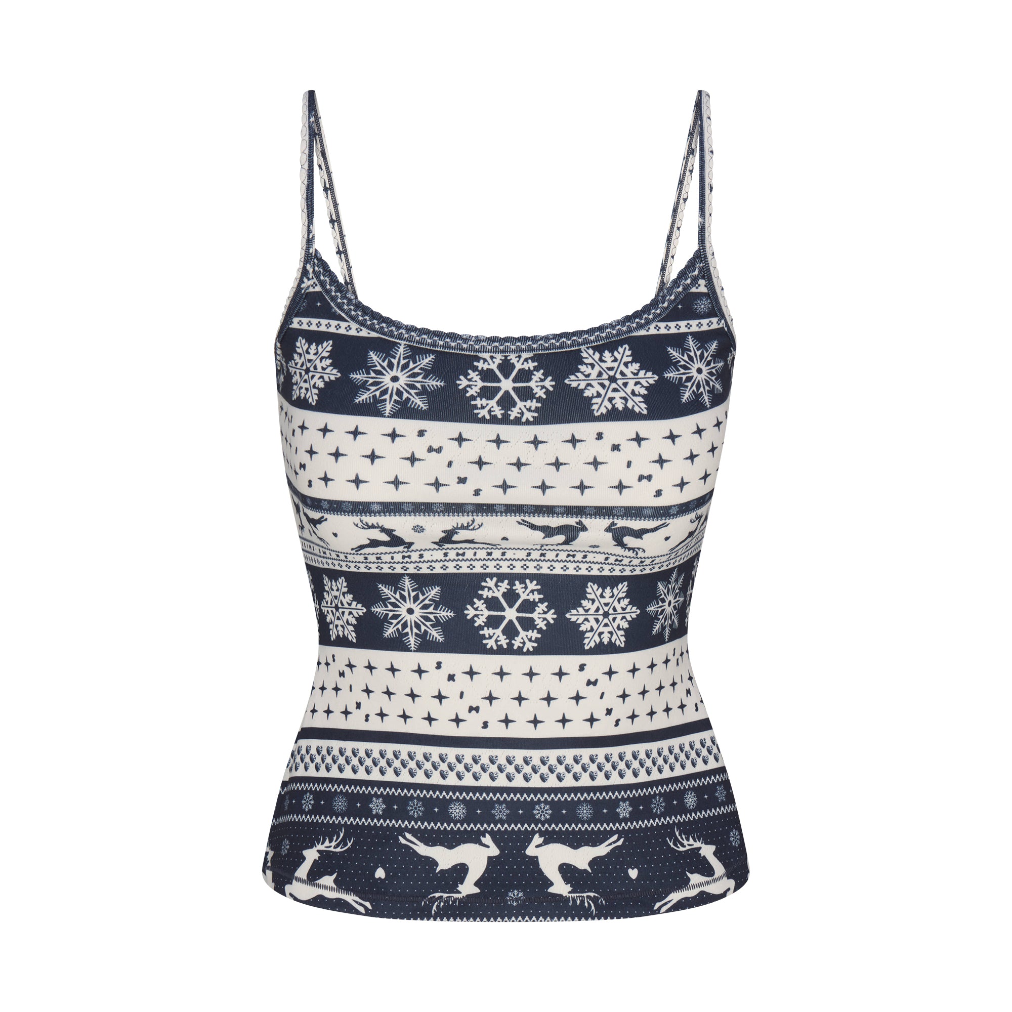 LOGO PLUSH POINTELLE CAMI | NAVY DEER FAIR ISLE