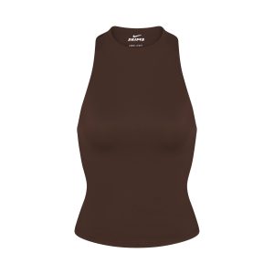 NikeSKIMS MATTE MOCK NECK RACER TANK | DARK SEPIA