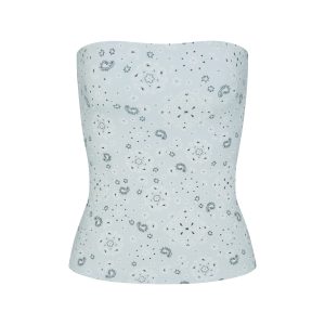 COTTON JERSEY TUBE TOP | POWDER BLUE BANDANA