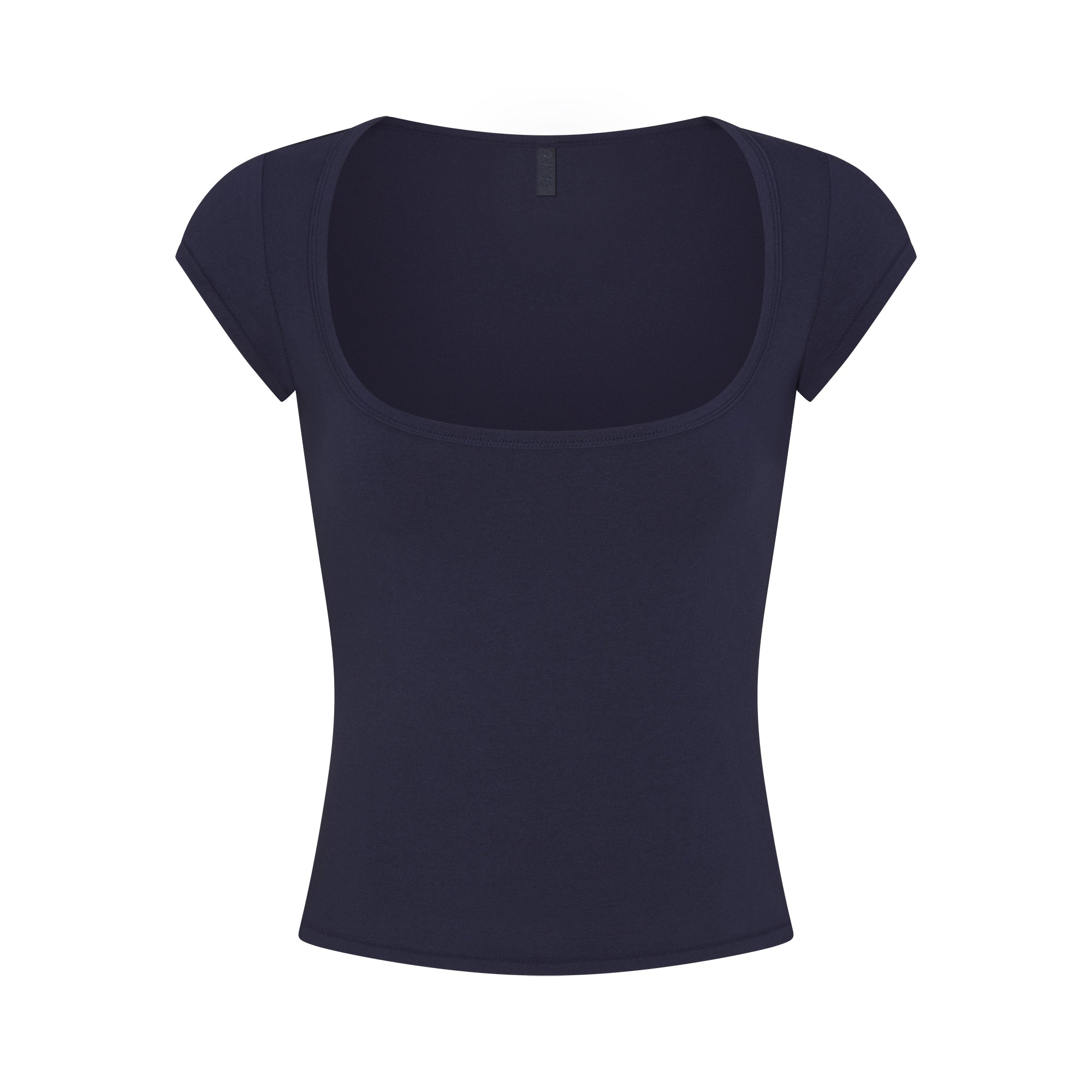 COTTON JERSEY SCOOP NECK T-SHIRT | NAVY