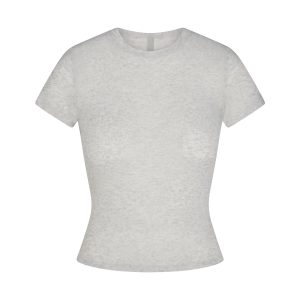 SHEER RIB T-SHIRT | LIGHT HEATHER GREY