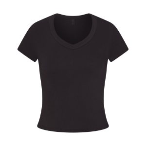 WORN IN JERSEY BABY V NECK TEE | WASHED ONYX