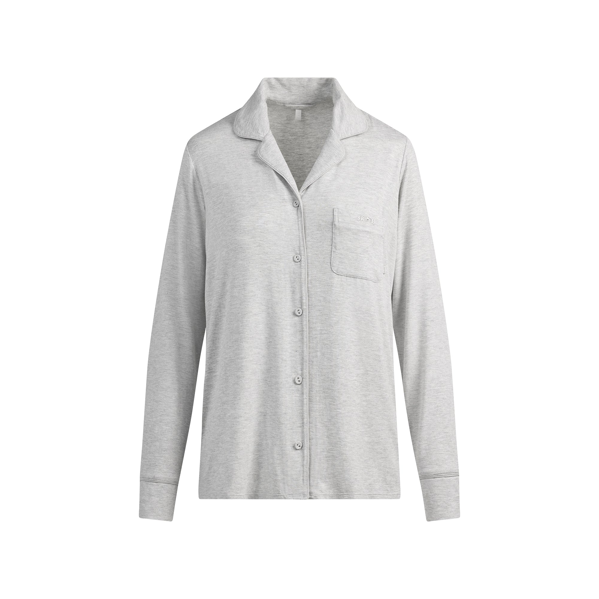 SKIMS SLEEP LONG SLEEVE BUTTON UP SET | LIGHT HEATHER GREY - Image 8