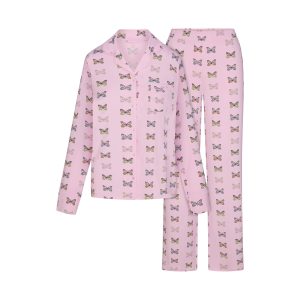 SKIMS SLEEP LONG SLEEVE BUTTON UP SET | PEONY BUTTERFLY PRINT