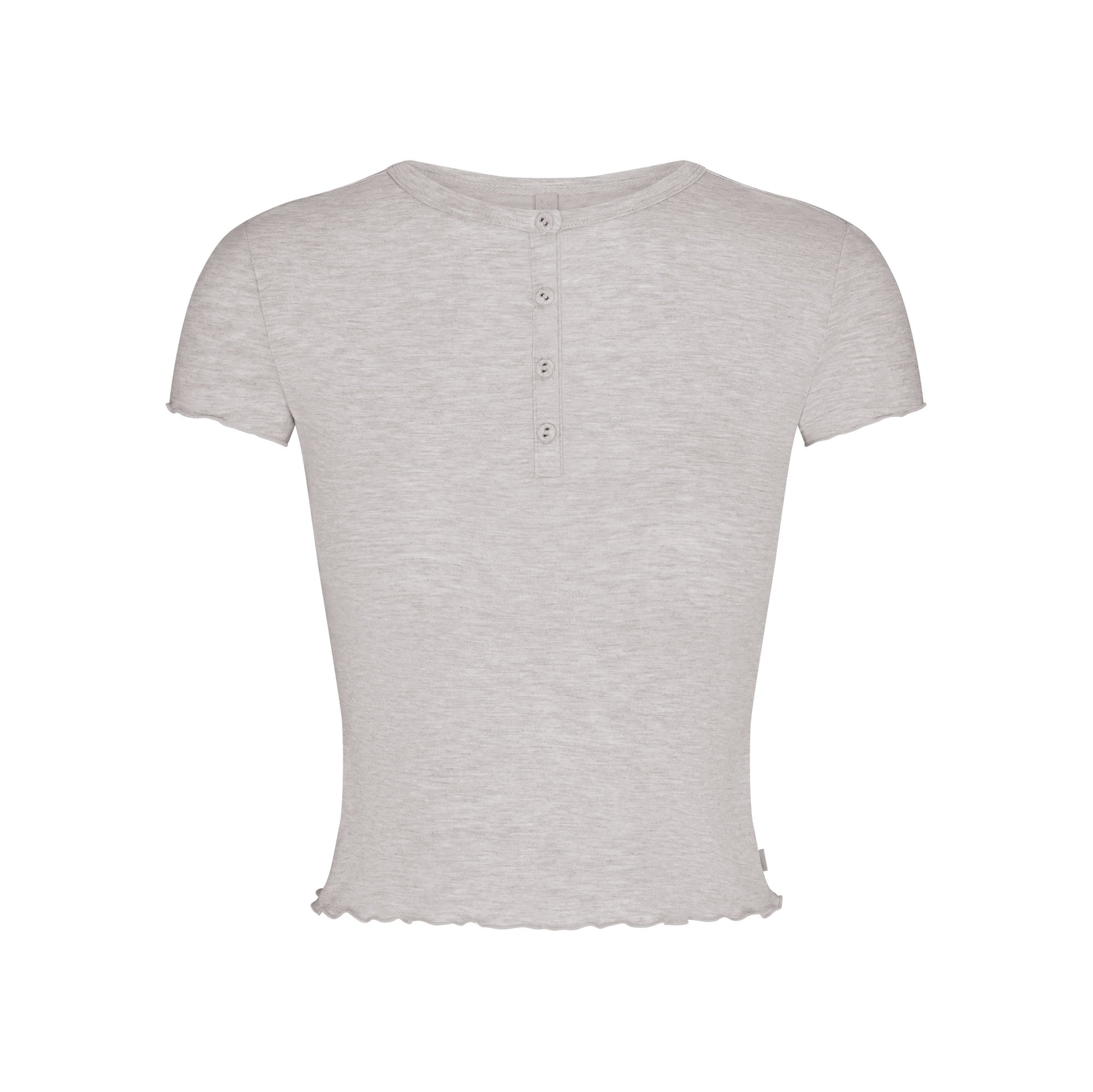 SKIMS SLEEP HENLEY AND FOLDOVER SHORT SET | LIGHT HEATHER GREY