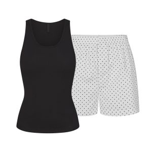 COTTON POPLIN BOXER SLEEP SET | ONYX DOT