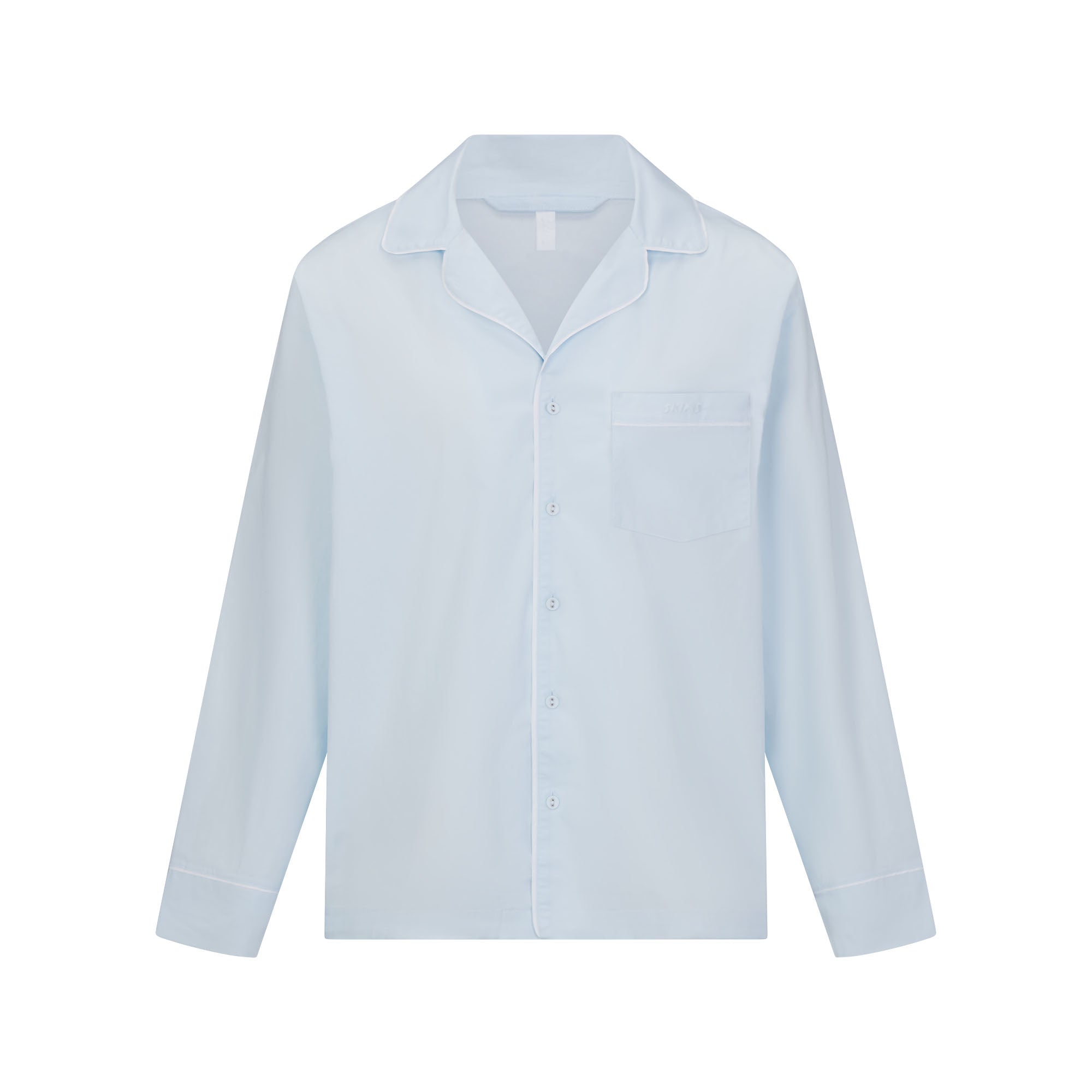 COTTON POPLIN SLEEP LONG SLEEVE AND BOXER SET | BABY BLUE CONTRAST - Image 6