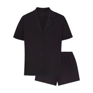 ORGANIC COTTON SLEEP SHORT SLEEVE SET | OBSIDIAN