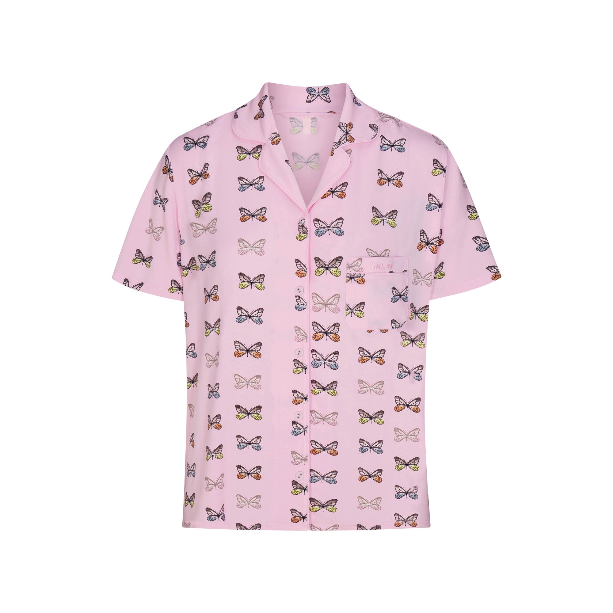 SKIMS SLEEP SHORT SLEEVE BUTTON UP SET | PEONY BUTTERFLY PRINT - Image 6