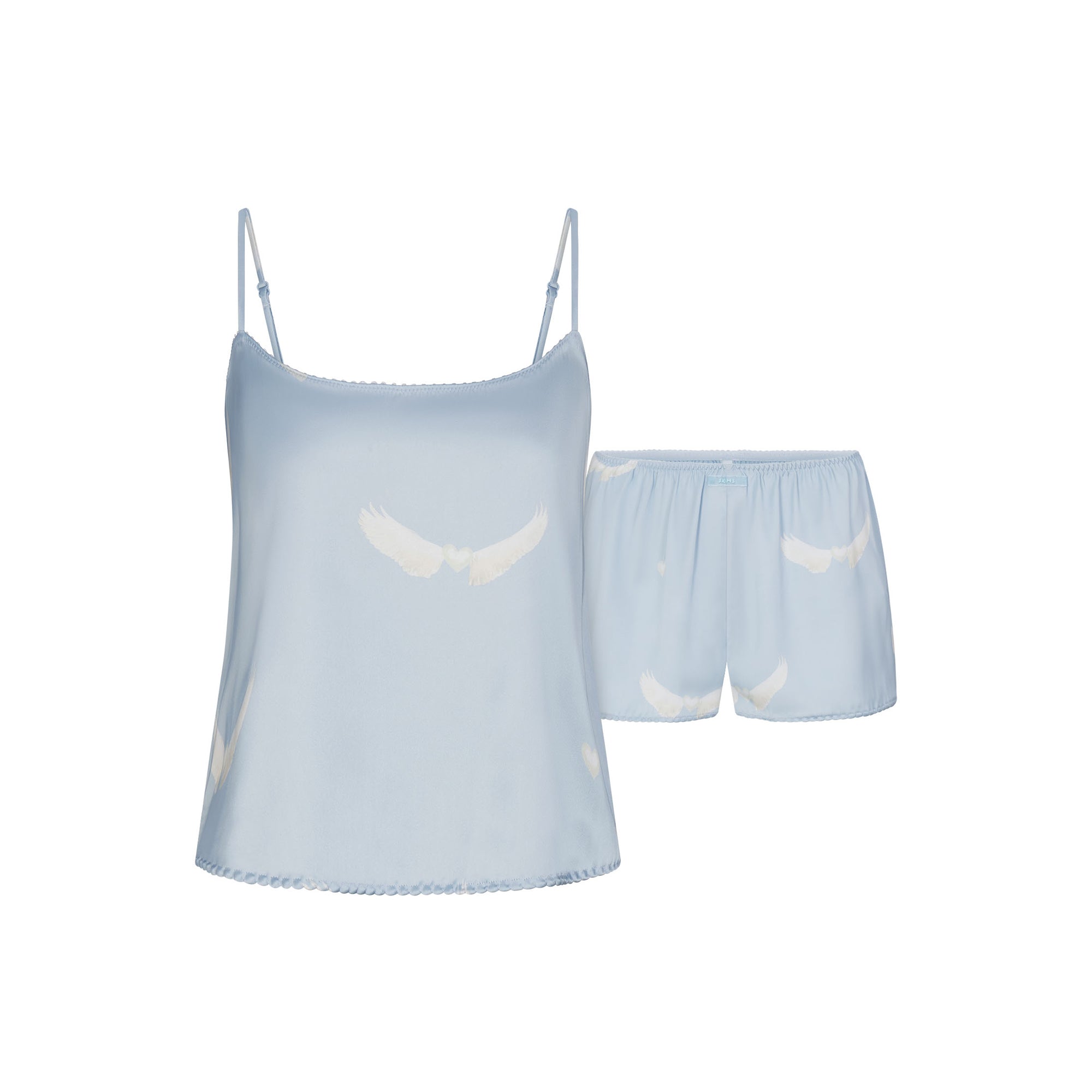 WOVEN SHINE CAMI AND SHORT SLEEP SET | AERO WING HEARTS PRINT