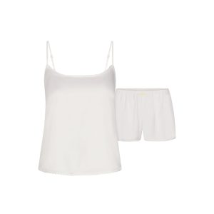 WOVEN SHINE CAMI AND SHORT SLEEP SET | IVORY