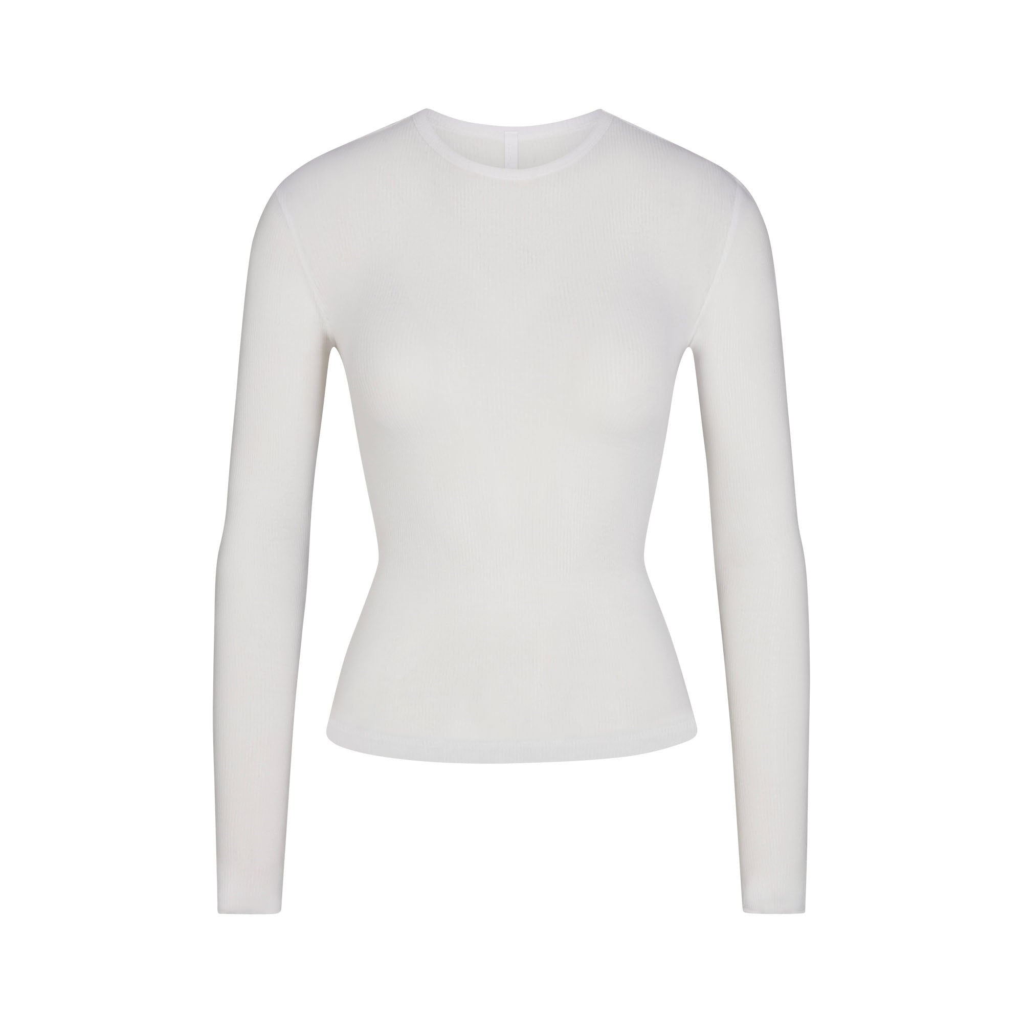 SHEER RIB LONG SLEEVE TOP | SNOW