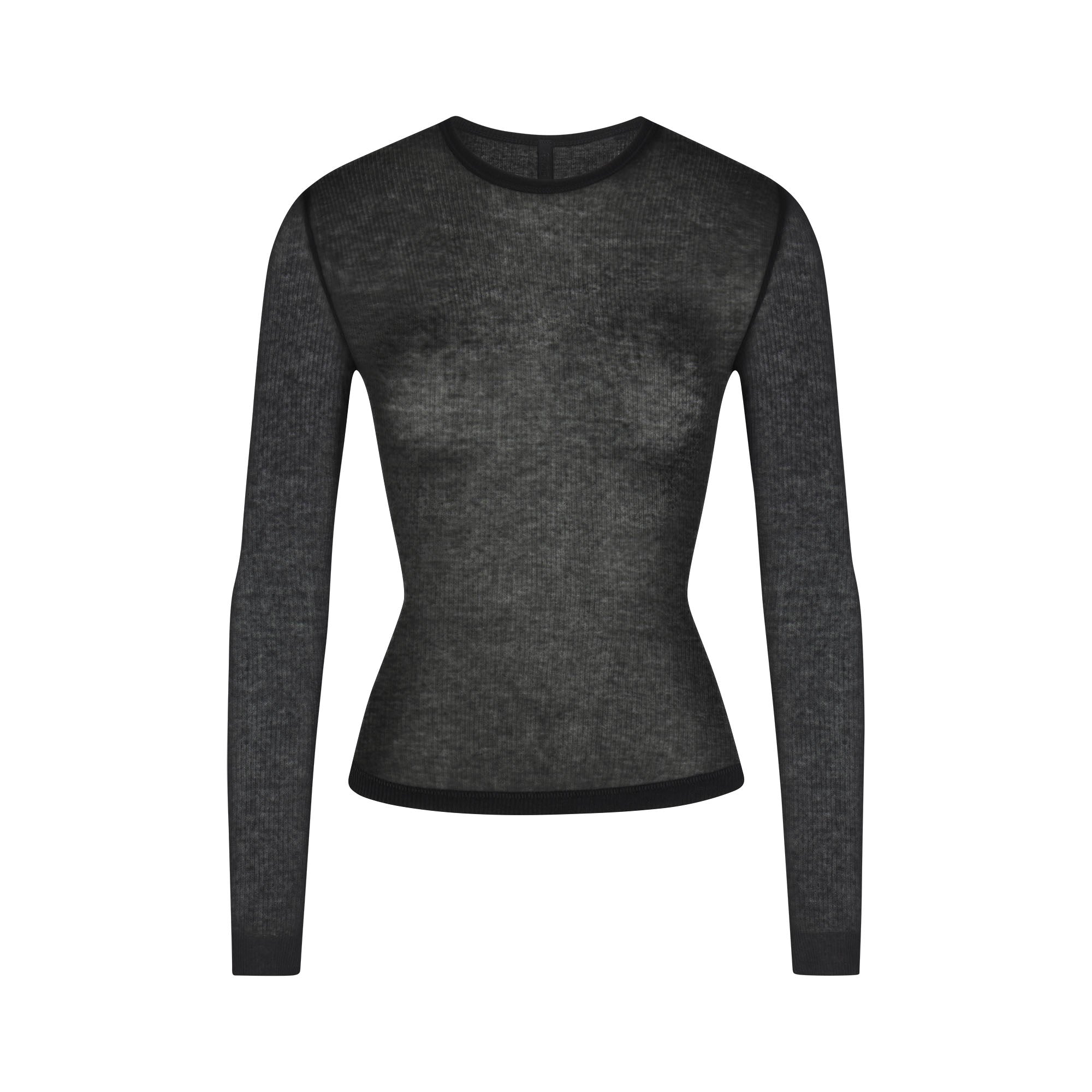 SHEER RIB LONG SLEEVE TOP | SOOT
