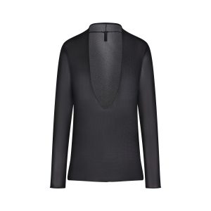 SLINKY KNIT DEEP PLUNGE TOP | OBSIDIAN