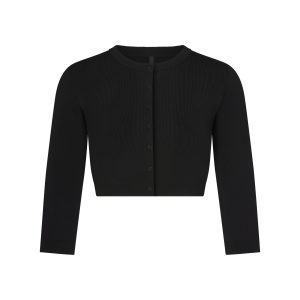REFINED KNIT CROPPED CARDIGAN | OBSIDIAN