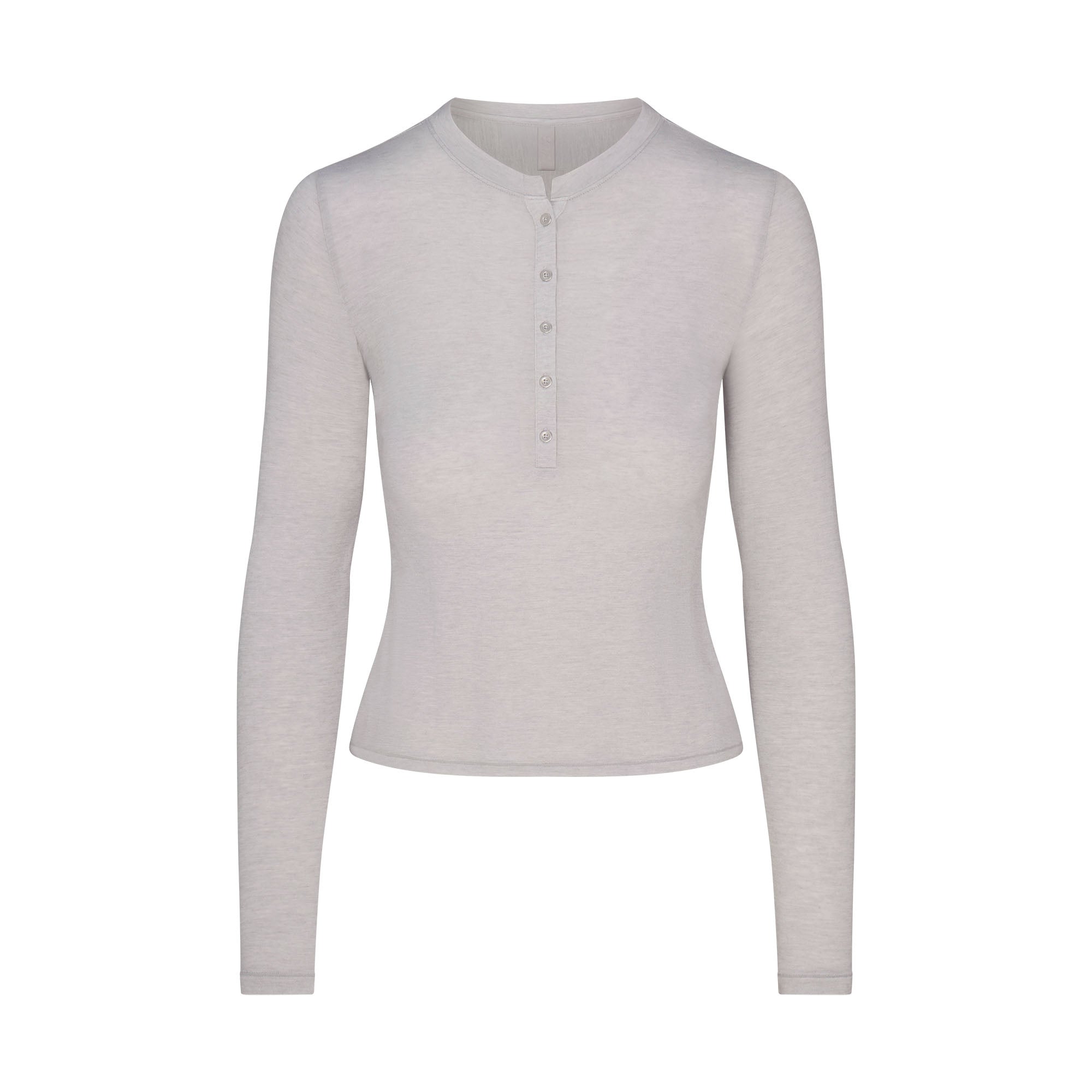 SHEER MODAL CREWNECK HENLEY | HEATHER GREY