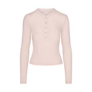 SHEER MODAL CREWNECK HENLEY | PRIMROSE