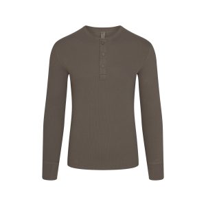 SKIMS COTTON RIB MENS HENLEY | JUNGLE