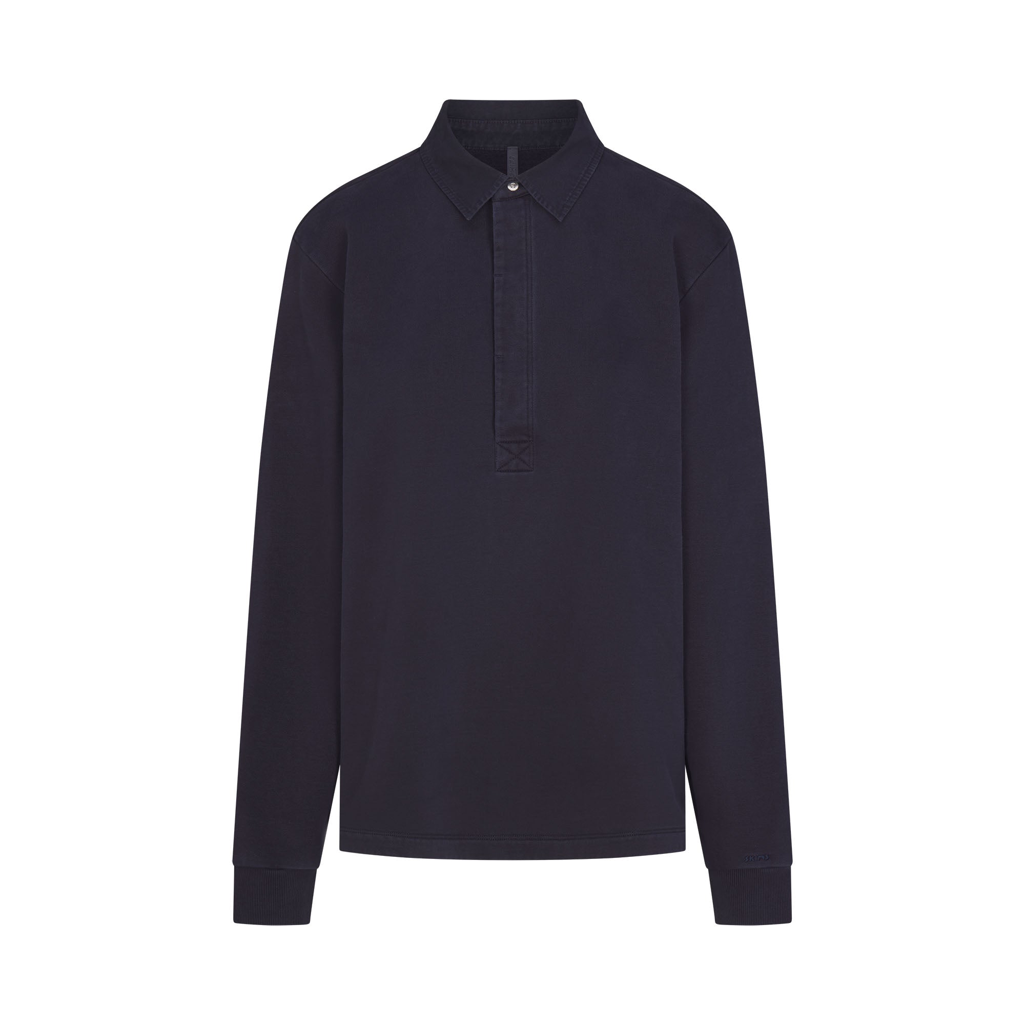 BOYFRIEND FLEECE OVERSIZED POLO | BLUE BLACK