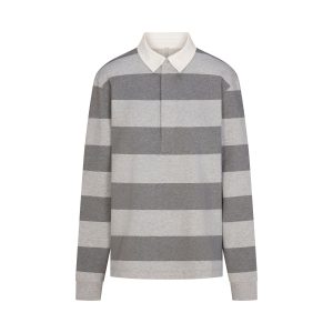 BOYFRIEND FLEECE OVERSIZED POLO | GREY HEATHER MULTI