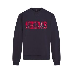 BOYFRIEND FLEECE OVERSIZED CREWNECK | BLUE BLACK SKIMS PLAID